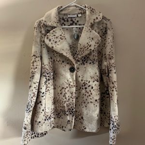 Susan Graver Women's Large Cream Print Coat NWT